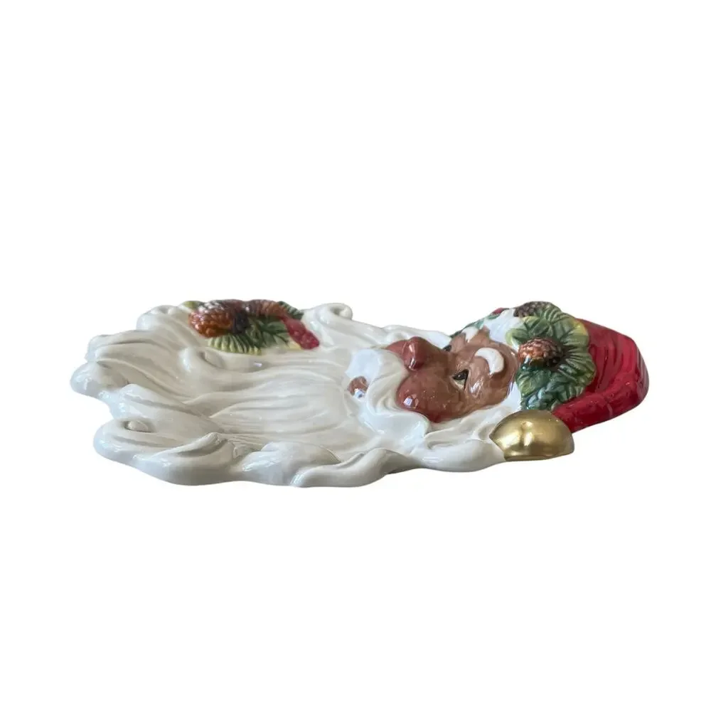 Corner Ruby Ceramic Santa Plate 8x9 Christmas Holiday Decor NEW